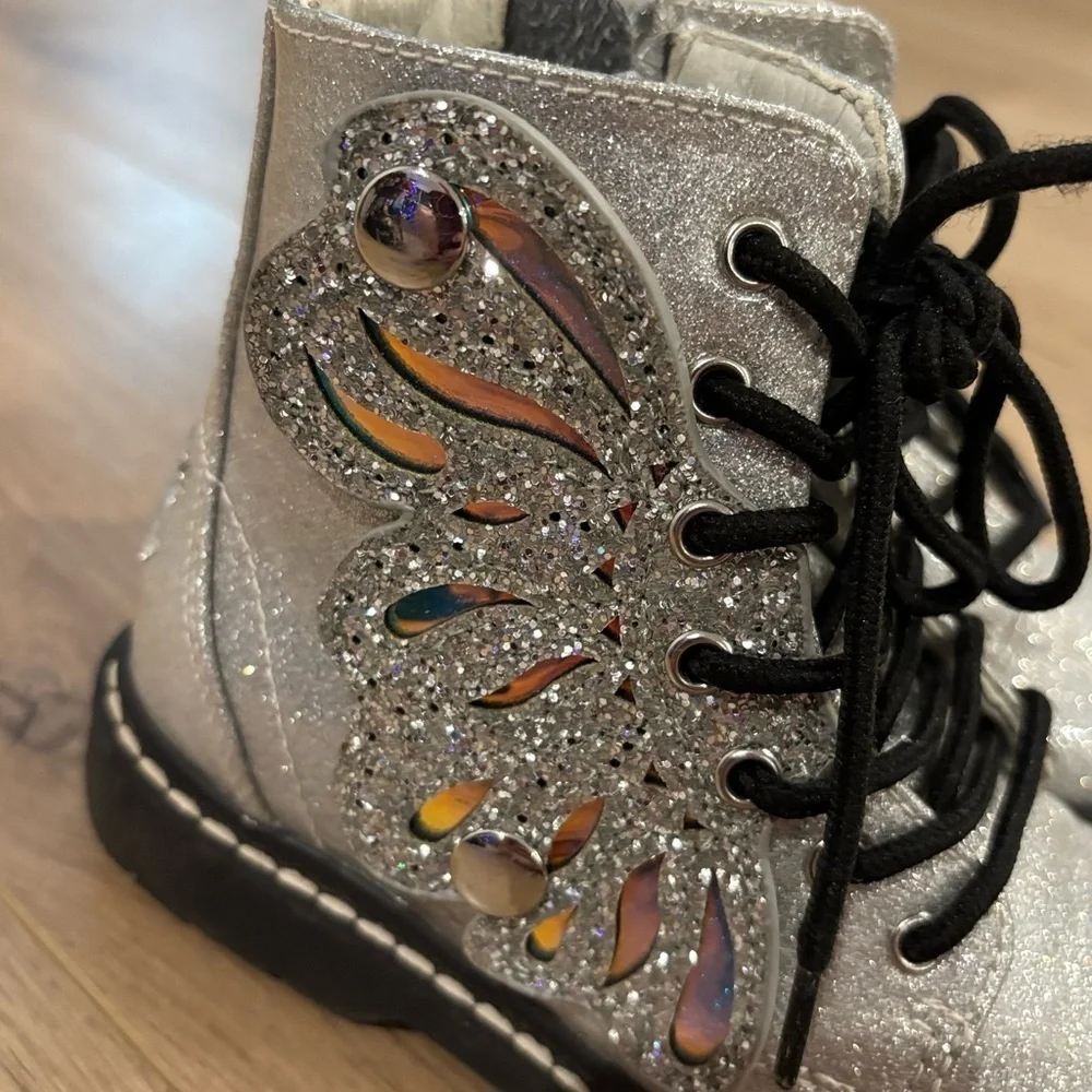 Lelli Kelly Silver Glitter Butterfly Fairy Wings Boots / Shoes Us 11 Eu 29